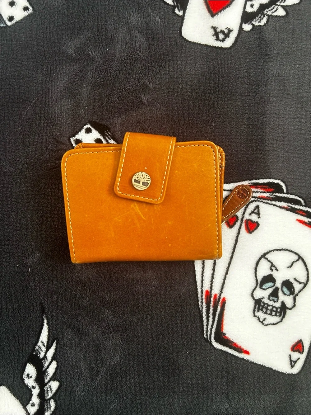Timberland Yellow-Orange Leather Snap Wallet